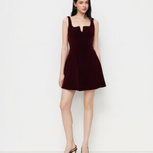 Burgundy Velvet Mini Dress