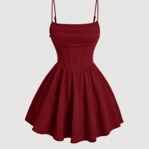 Red Strappy Fit And Flare Dress