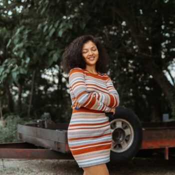 Striped Fitted Knit Dress